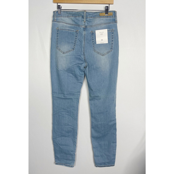 New Cello Size 9 Medium Wash Ripped High Rise Skinny Jeans Distressed Cotton - Picture 2 of 11